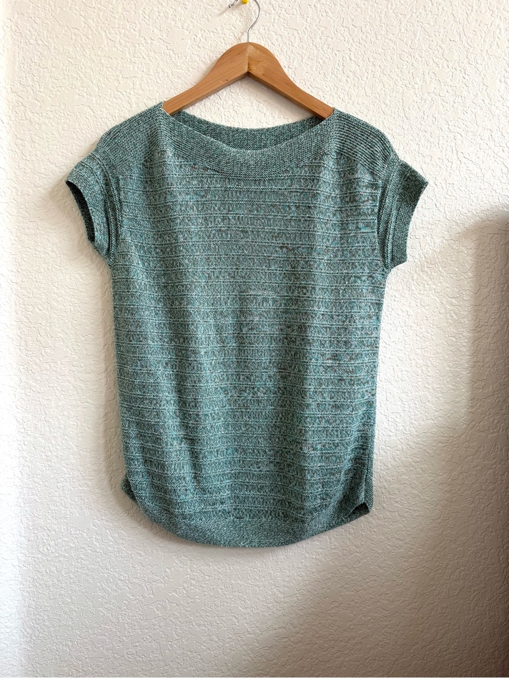 Talbots Sweater Blouse Teal Blue Green Size XS linen